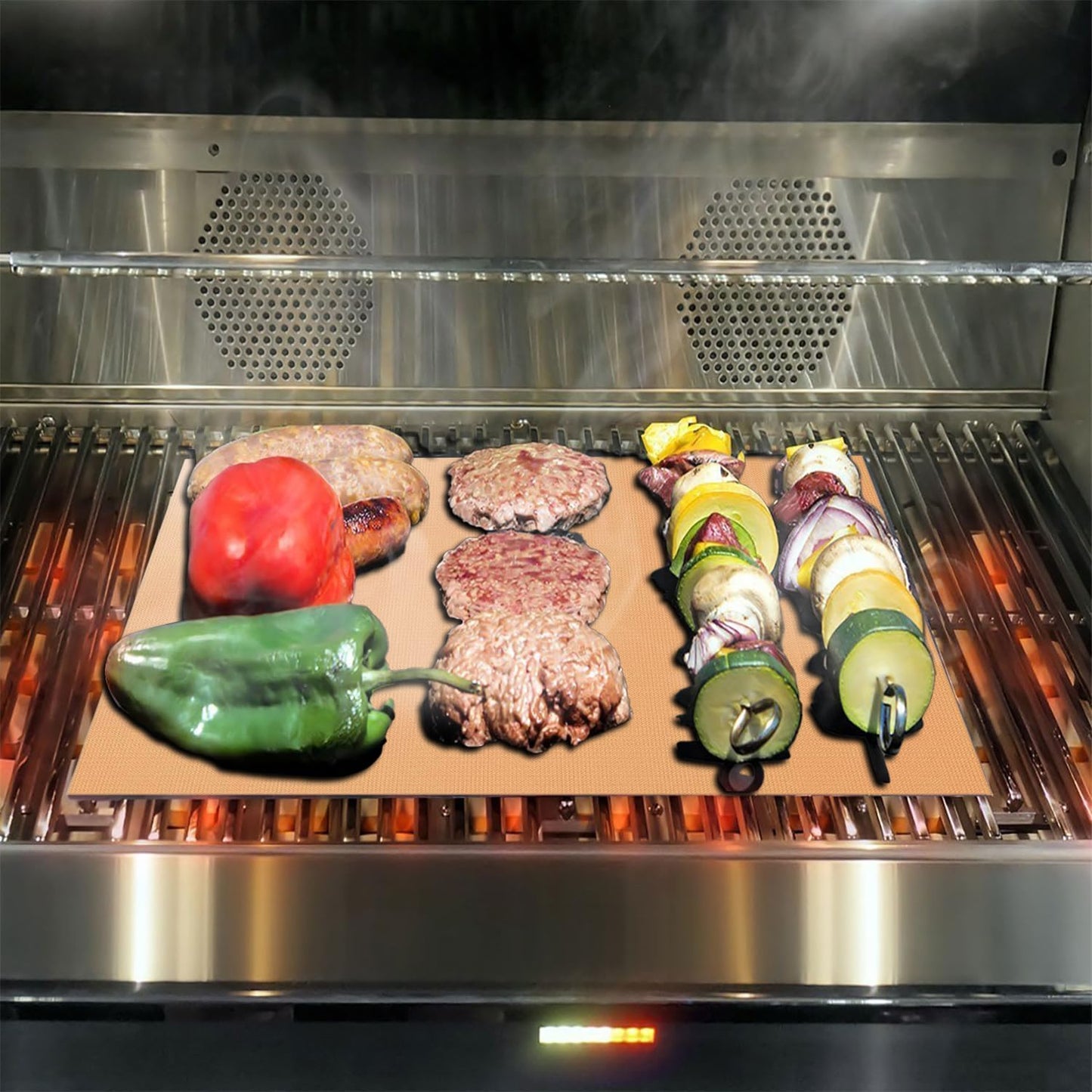 6 Pzas Alfombrillas Cobre Antiadherentes para Barbacoa
