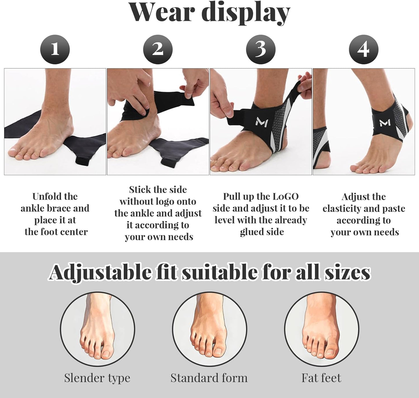 2 Tobilleras Compresión Ajustables para Hombre y Mujer