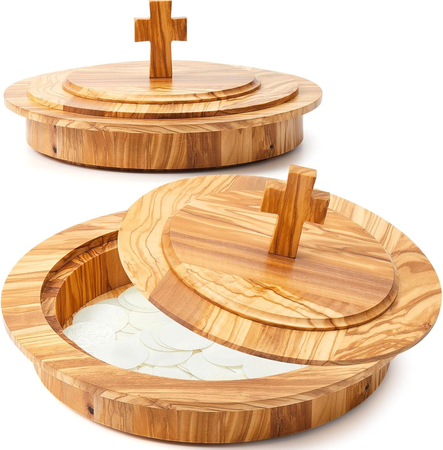 Plato Comunión Madera Tapa Estilo Olivo