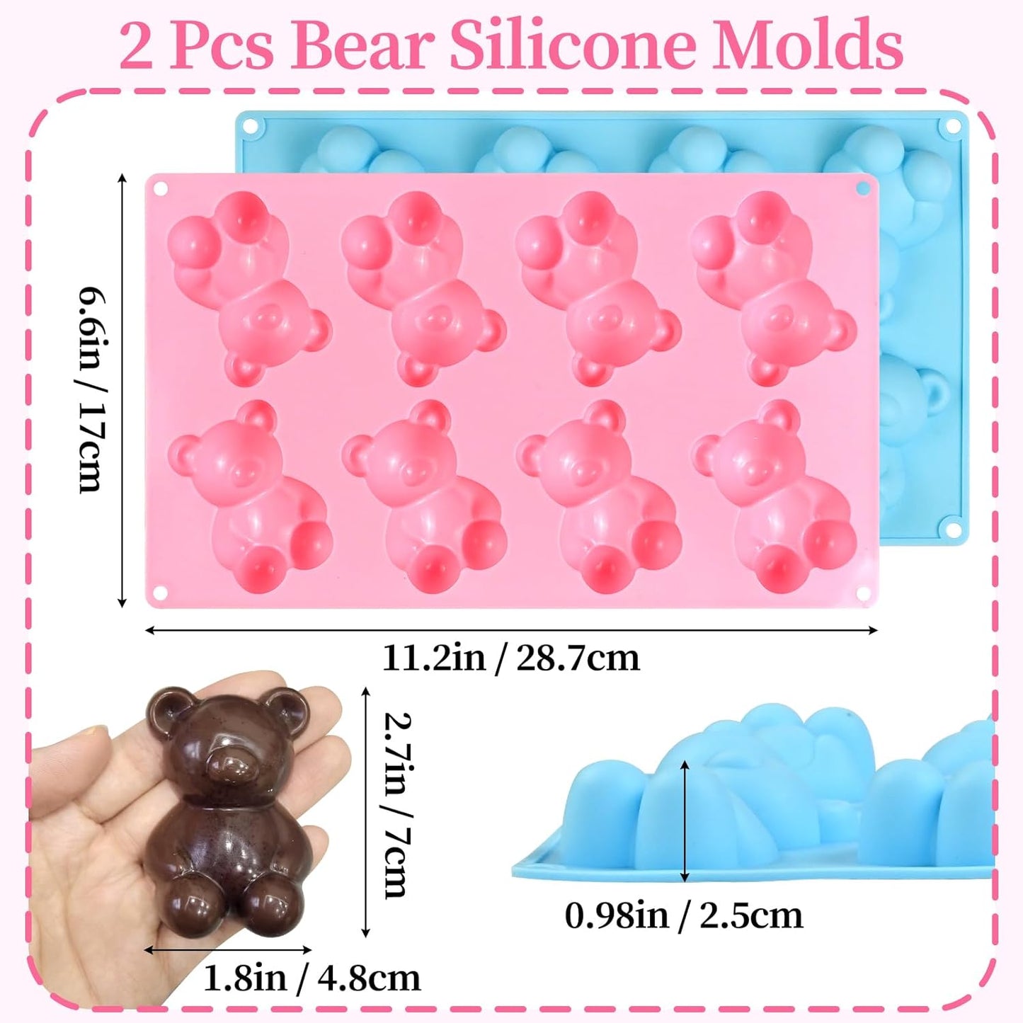 Molde de silicona de oso con 16 cavidades para chocolate, dulces y decoraciones