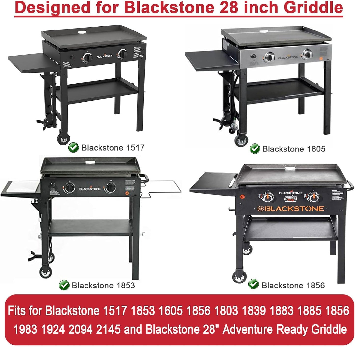 Tapa bisagras mejorada para parrilla Blackstone 28pulg