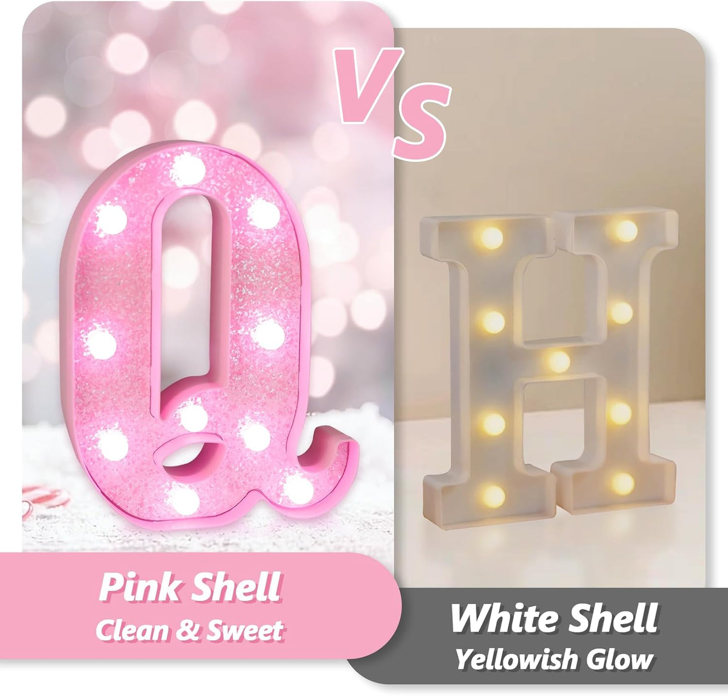 Letras LED rosa con purpurina para mesa de niñas