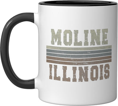 Taza cerámica Retro Moline Illinois negra/blanca