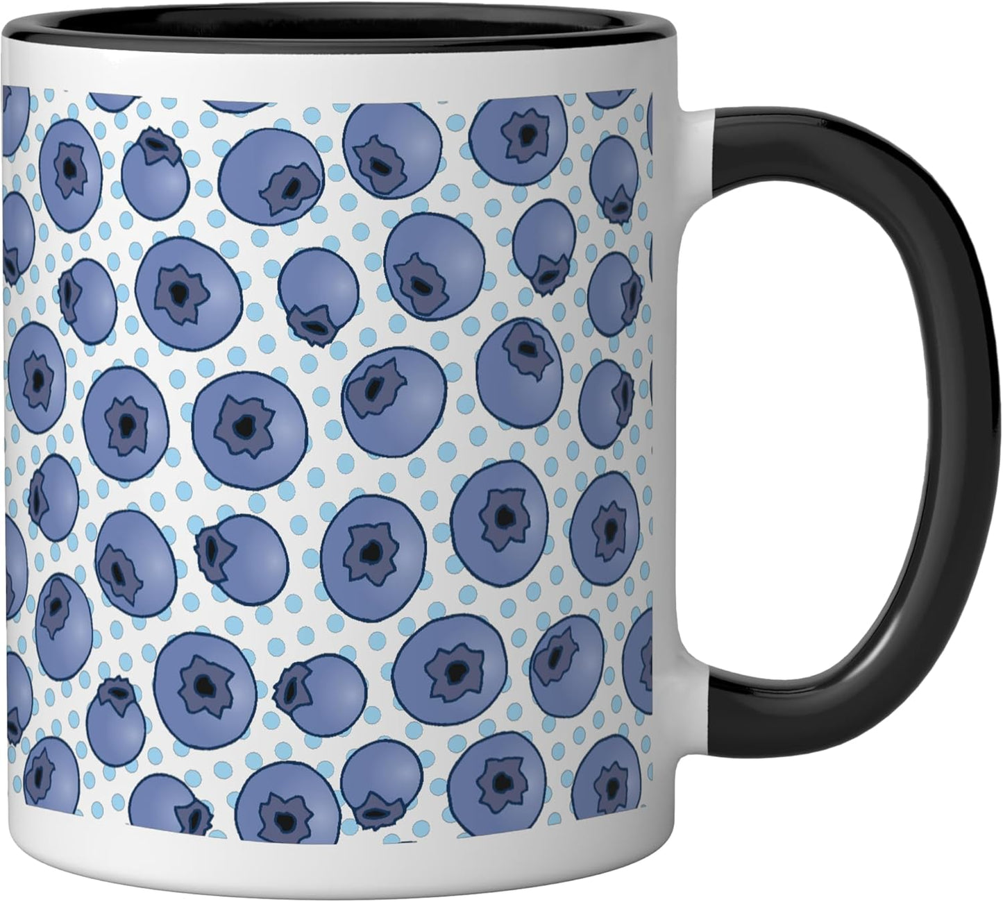 Taza cerámica Blue Edition con frutas azul y negro/blanco