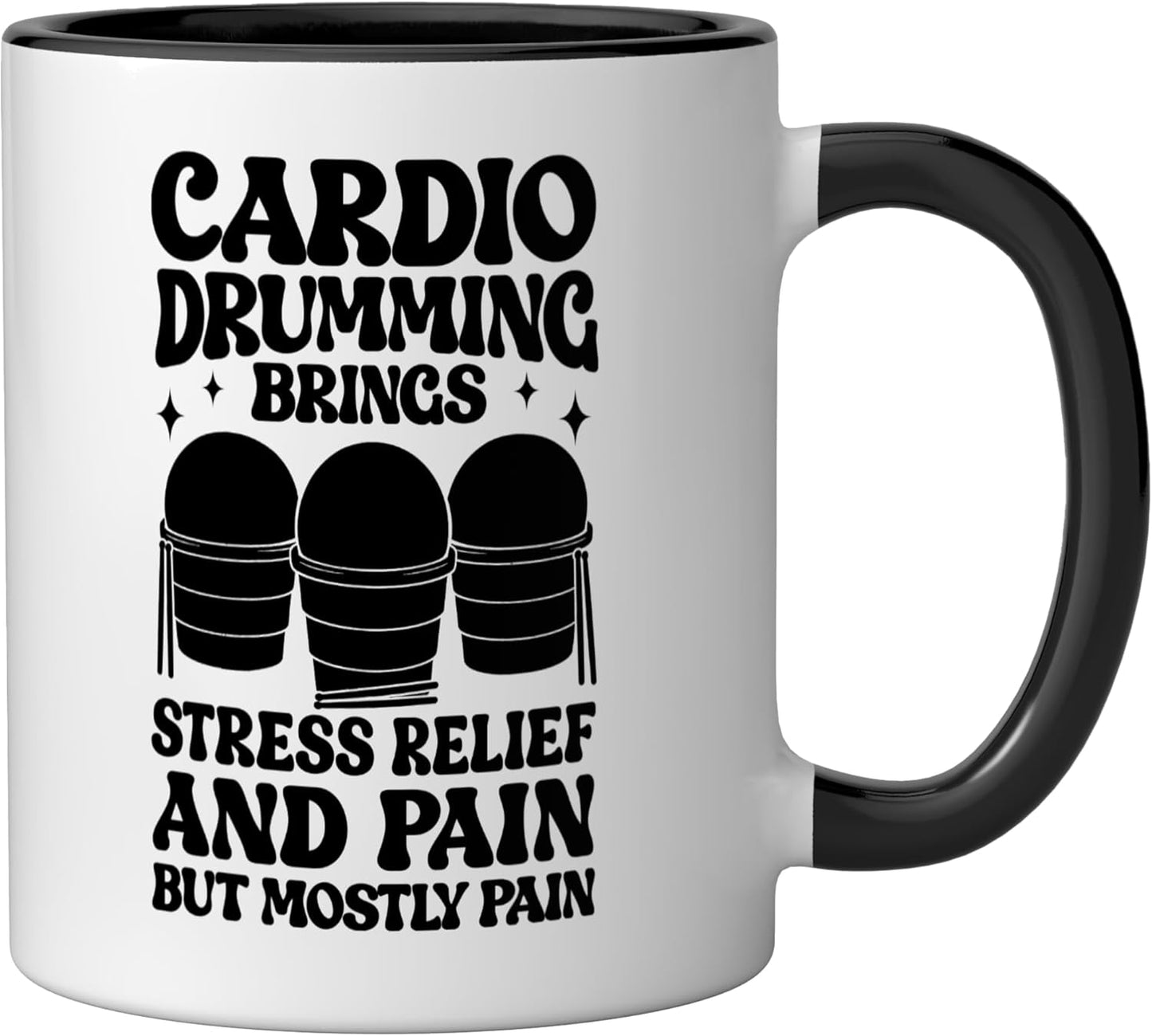 Taza de cerámica para mujer Funny Cardio Drumming negro/blanco