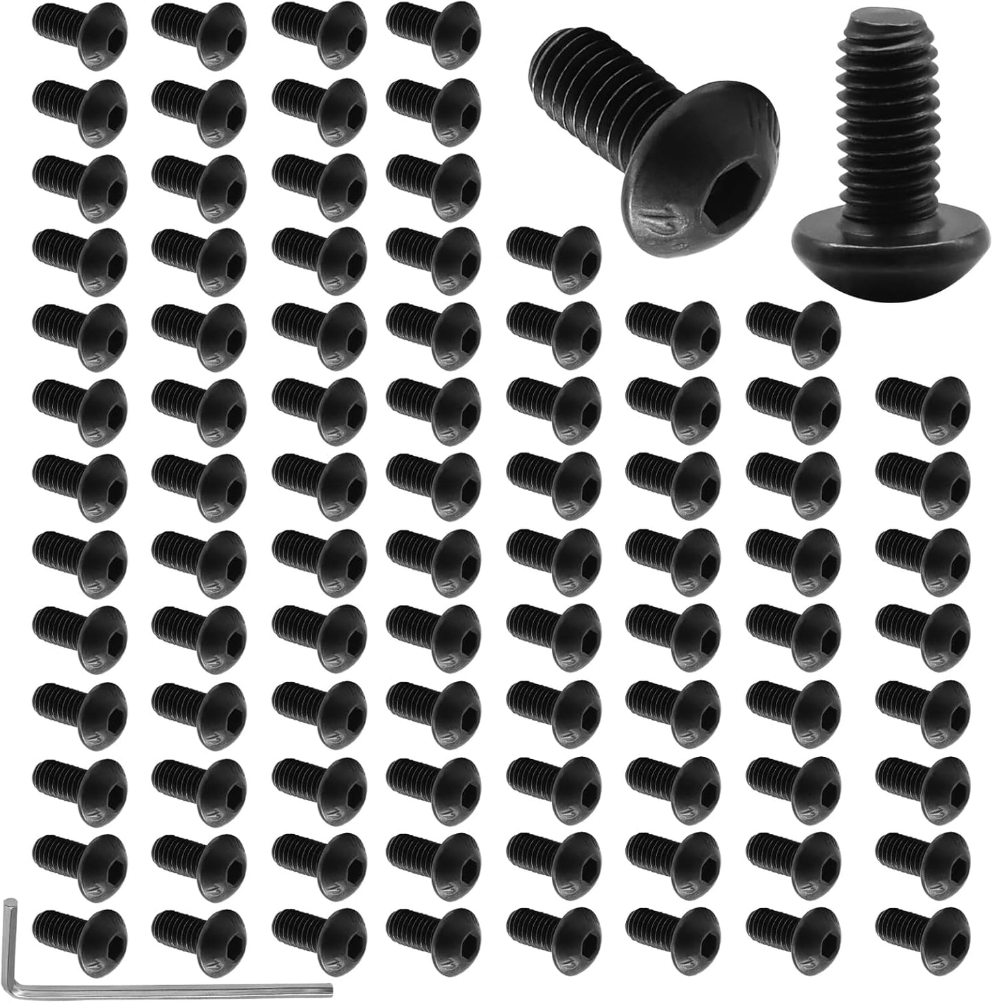 Set 100 Tornillos Hexagonales M5x10mm Acero Carbono Negro