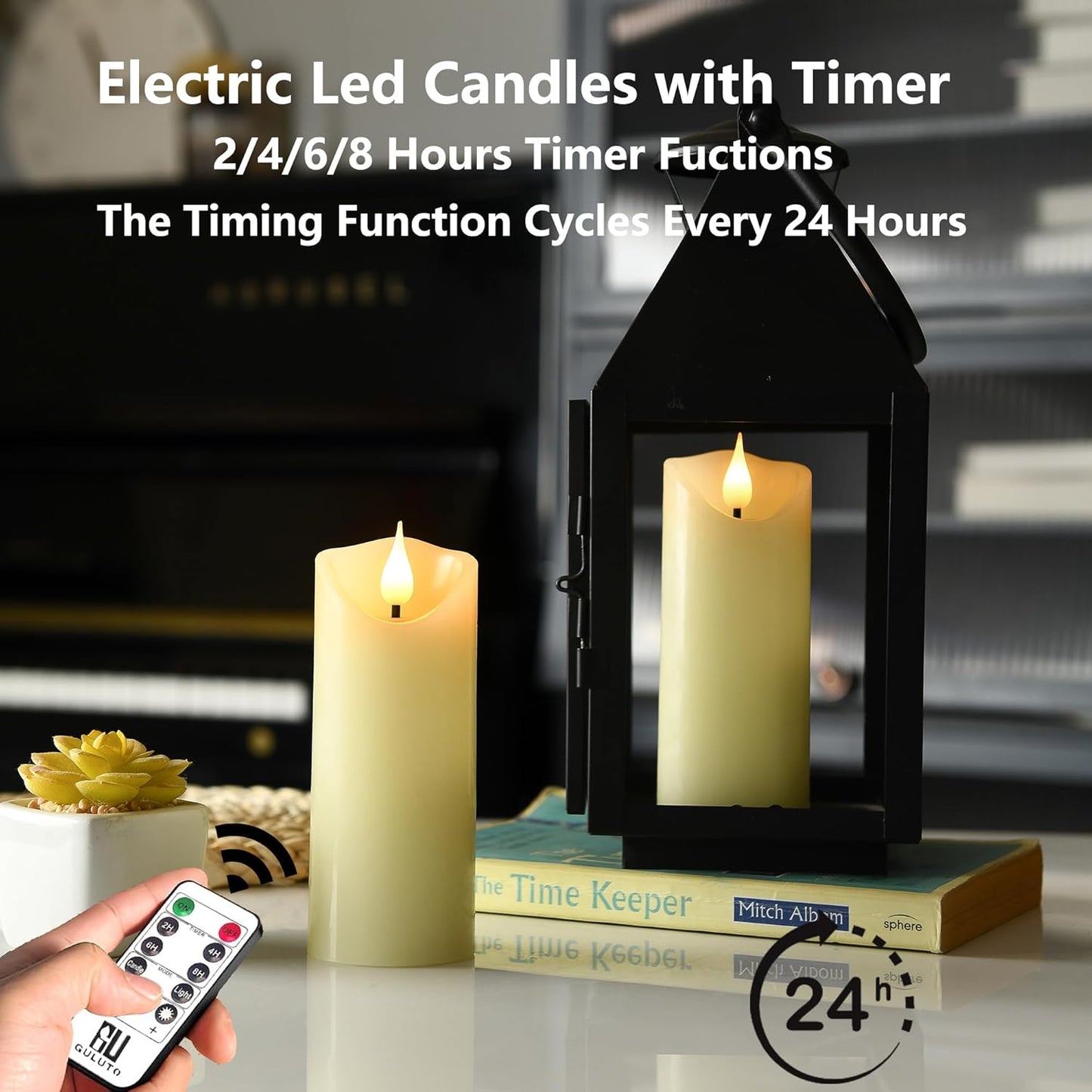 Velas LED recargables sin llama con control remoto 2x6pulg