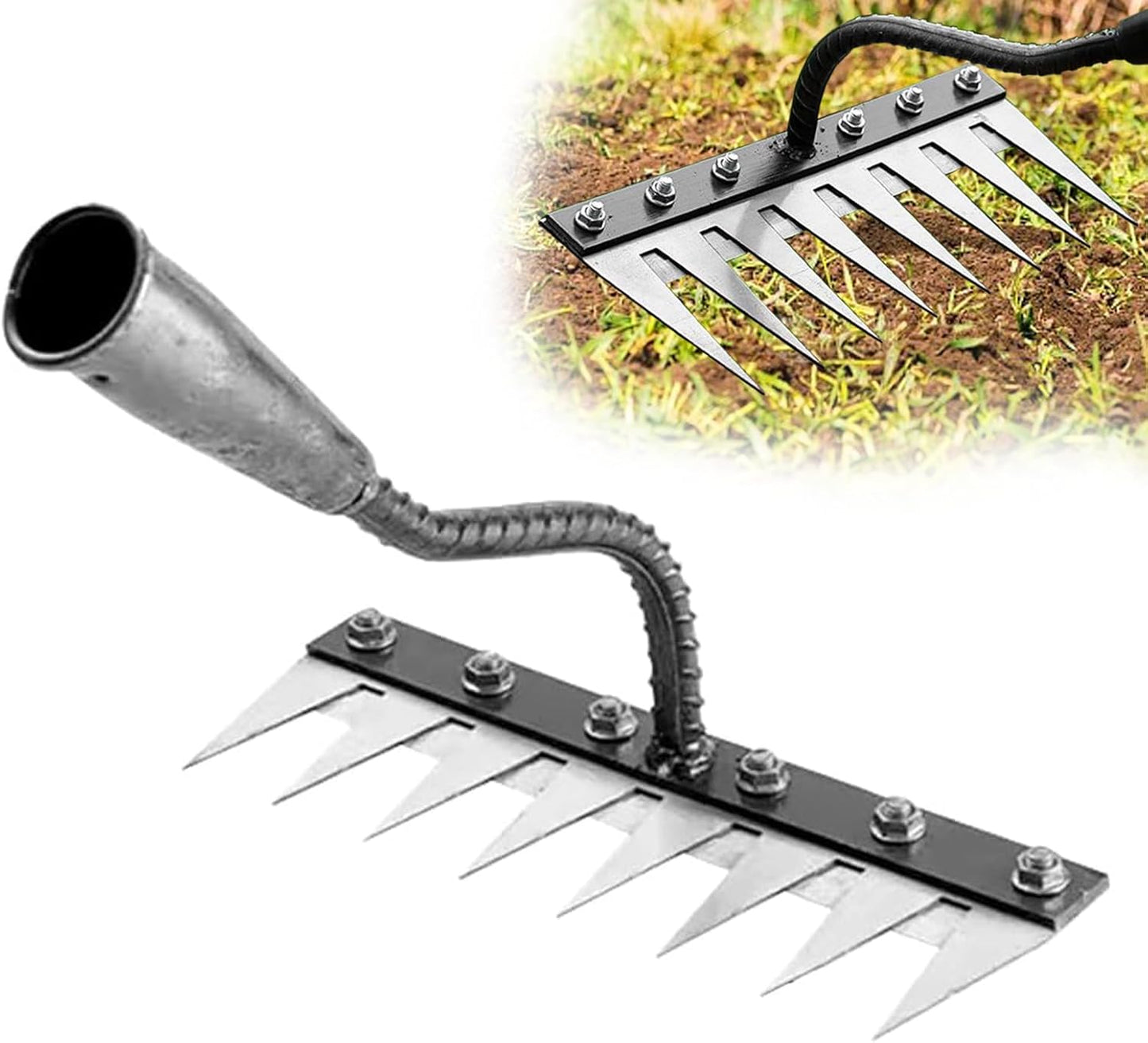 Rastrillo Hierro 2026 8 Dientes Herramienta Jardinería