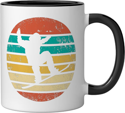 Taza cerámica retro snowboarding vintage negra/blanca