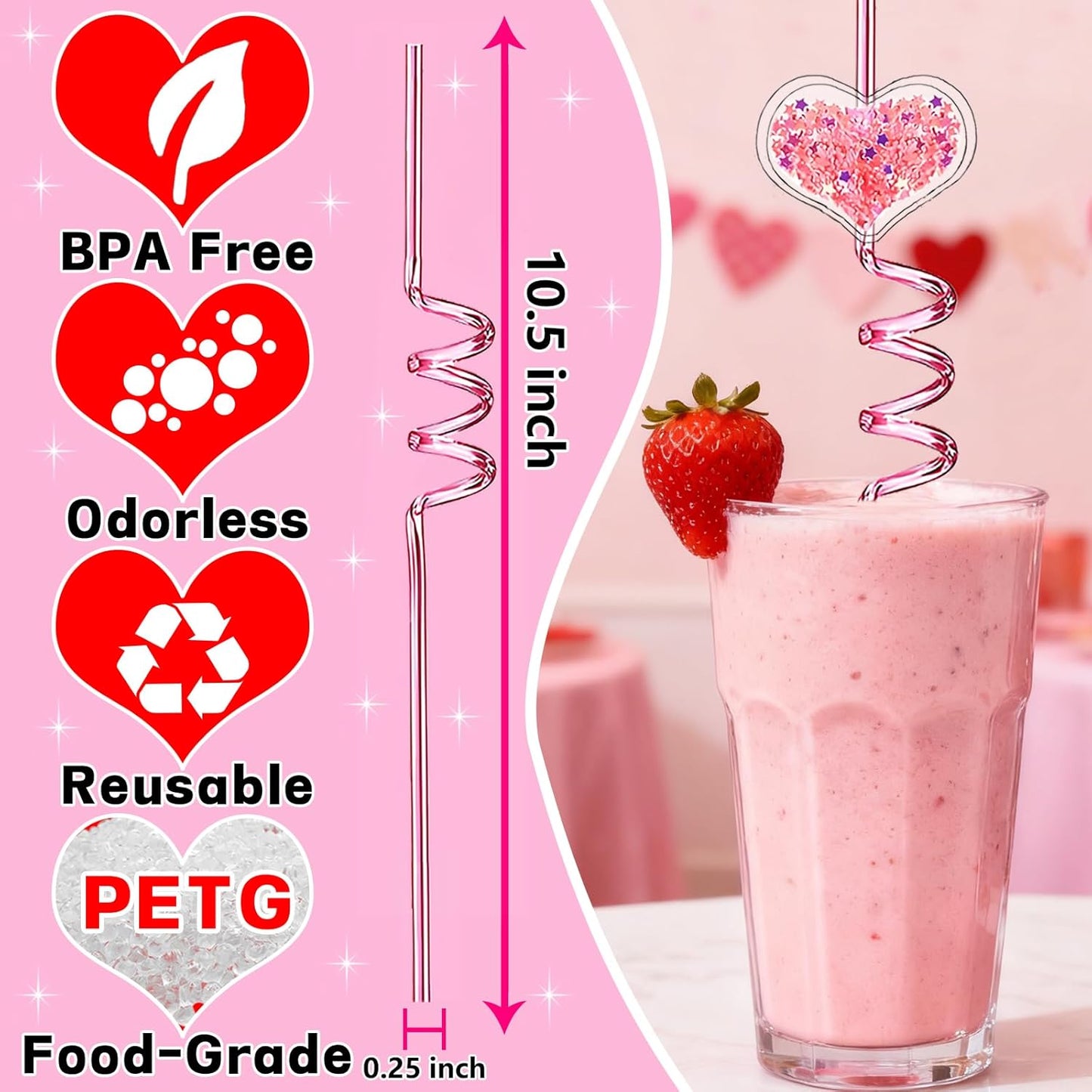24 popotes reutilizables con purpurina para beber, regalos de fiesta y eventos