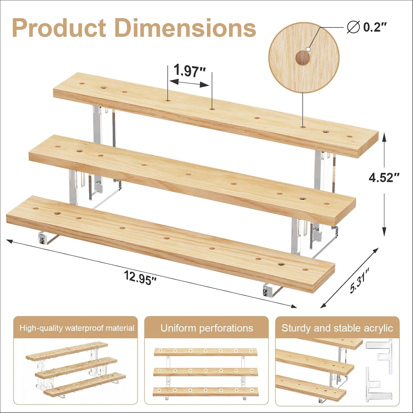 Soporte de madera para mesa de postre con 21 agujeros y soporte para piruletas