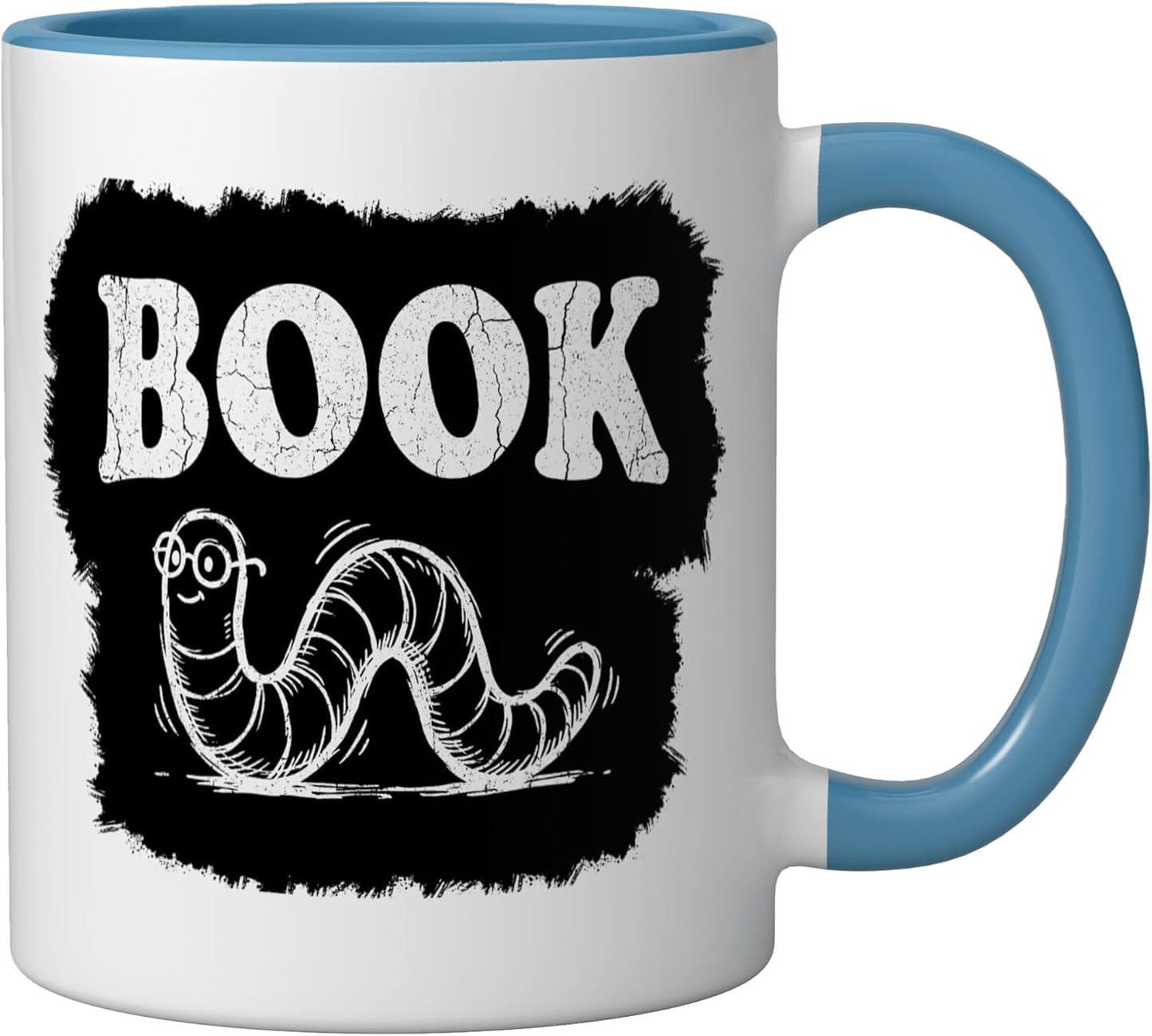 Taza cerámica con diseño de lombriz de libro para amantes del lectura vintage