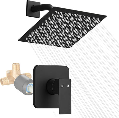 Juego cabezal ducha grifo negro 8pulg lluvia alta presion