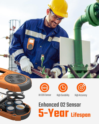 Detector gas múltiple con 4 sensores TFT color USB