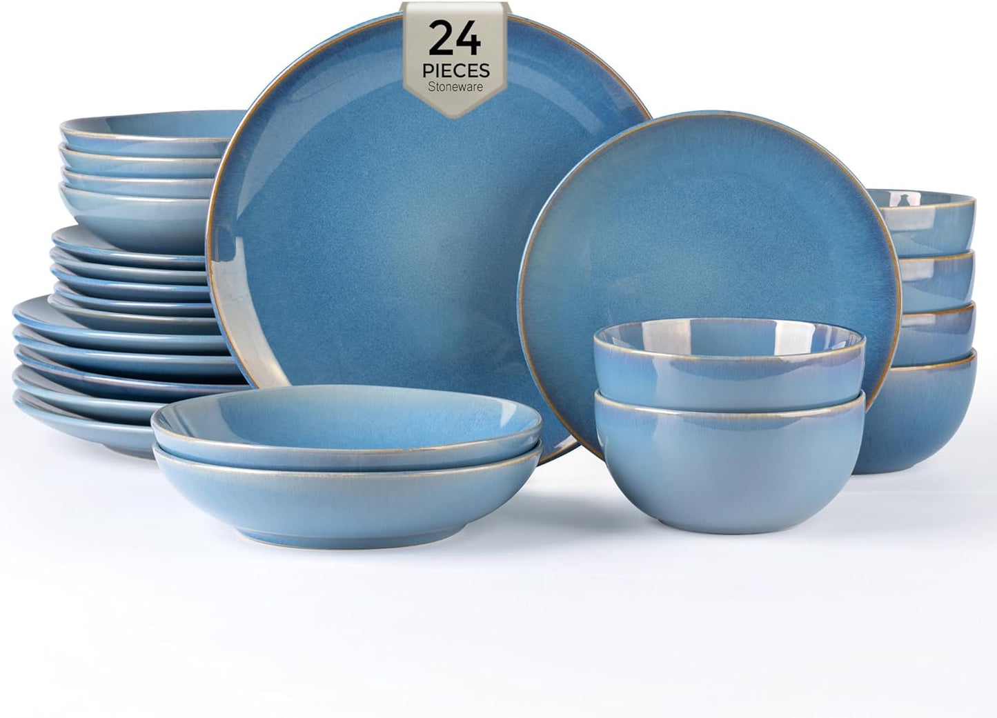 Set 24 Pzas Cerámica Alaskan Blue Resistente Rayaduras