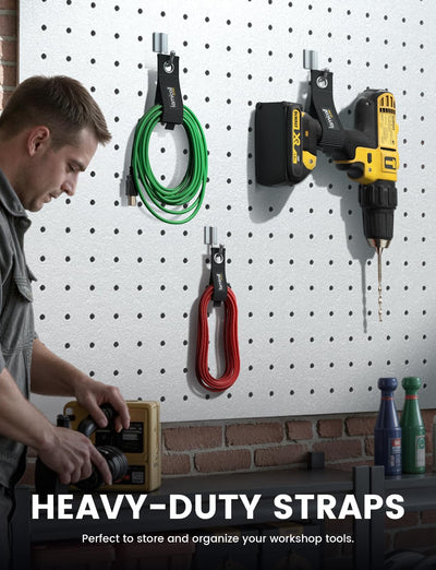 Organiz. cables nailon reutilizable con gancho 6 pzas garage taller