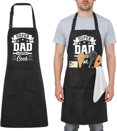 Delantal negro ajustable para hombre con bolsillos dia del padre