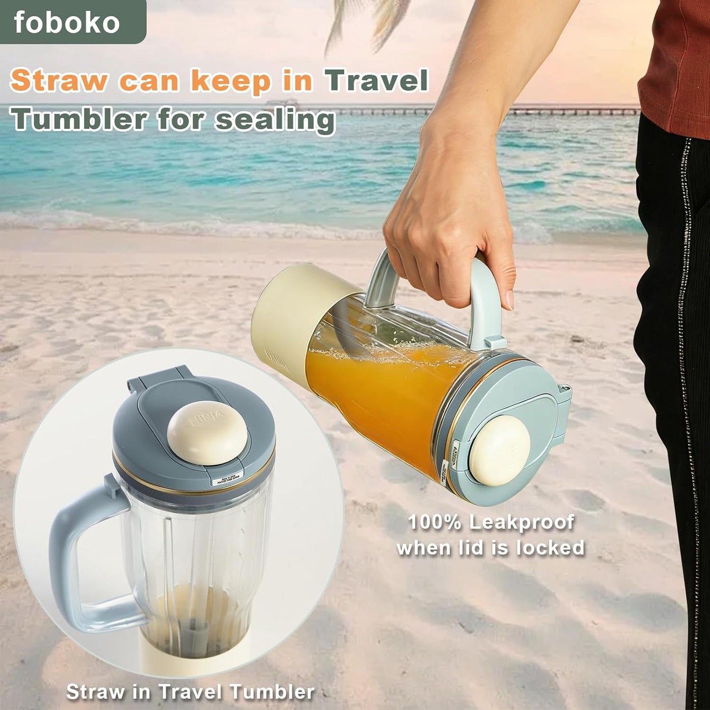 Pajilla para vaso de viaje Ninja sin BPA gris
