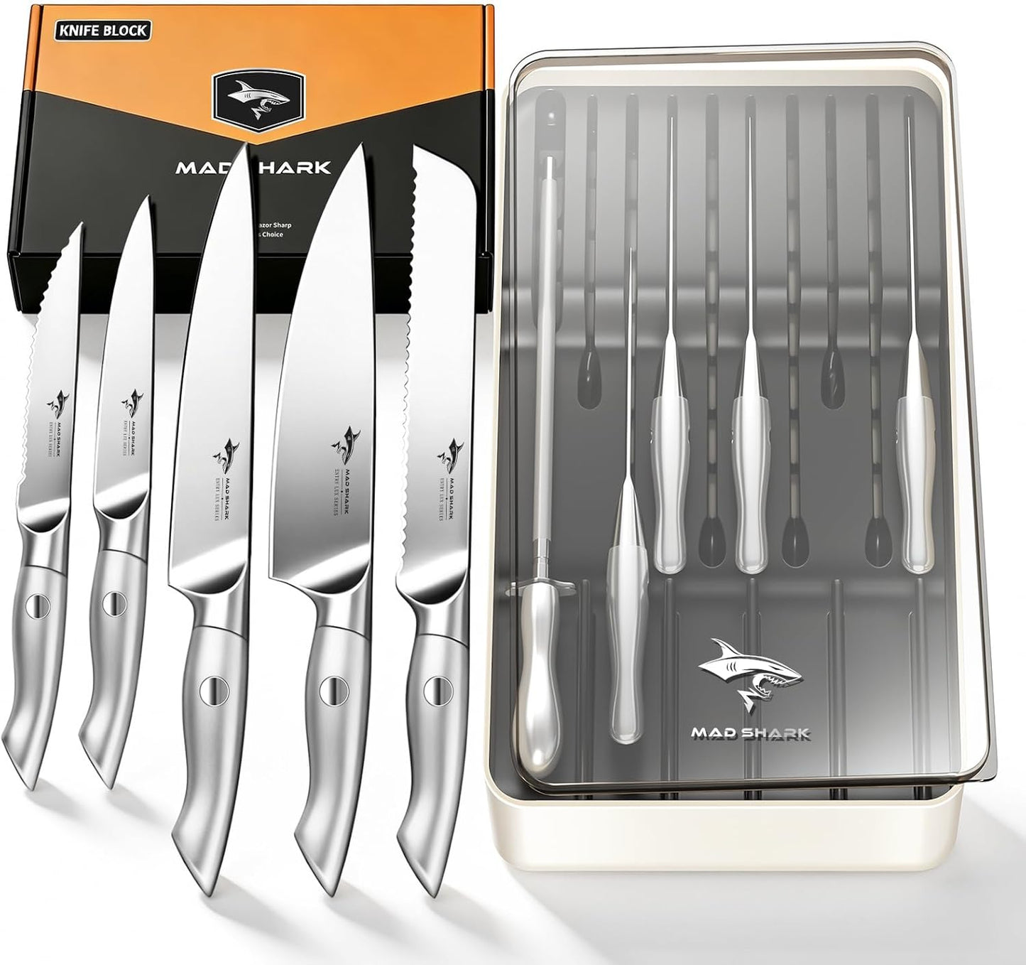 Set 11 Cuchillos Acero Inox Bloque Varilla Afiladora