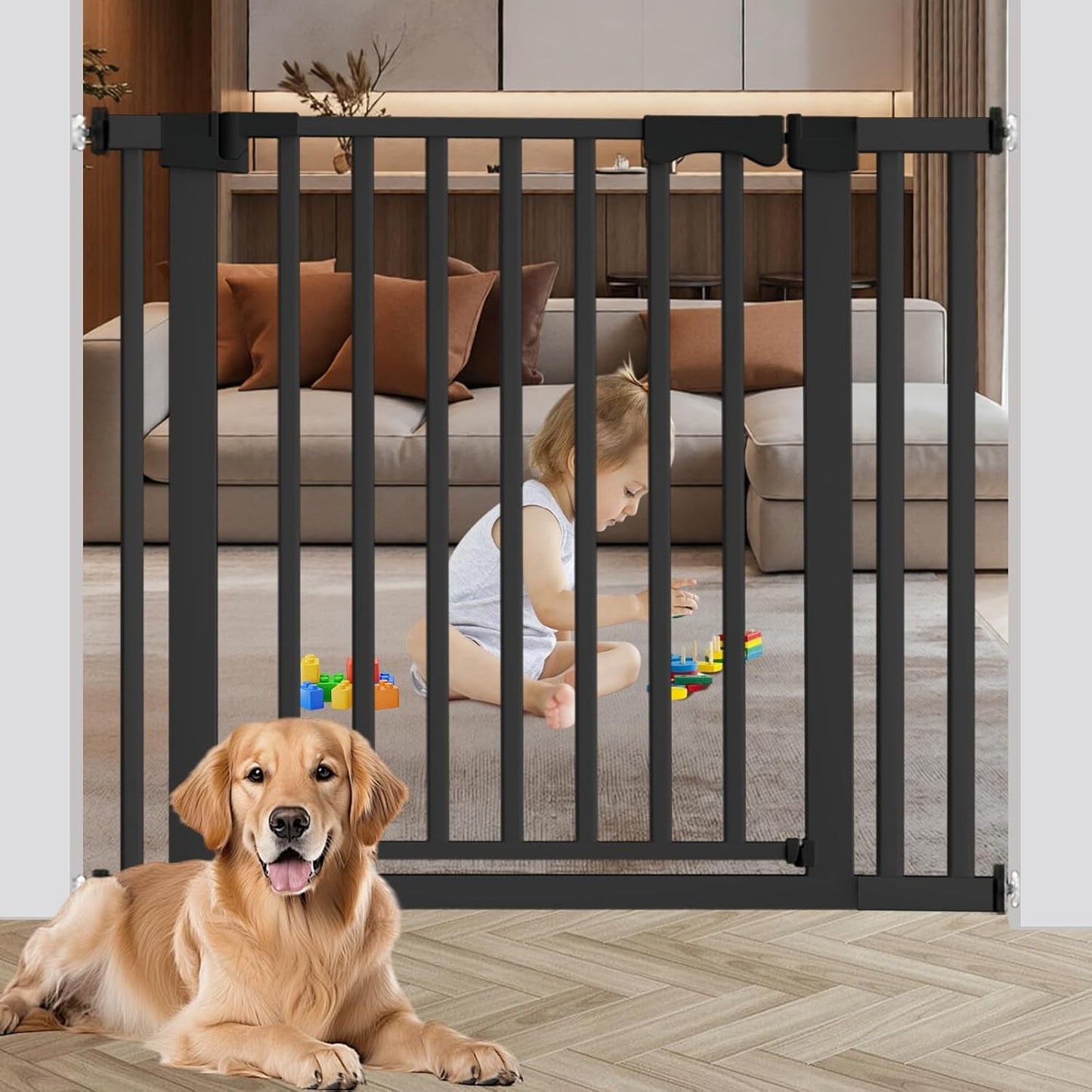 Puerta ancha 30-41pulg para mascotas bebés cierre automático