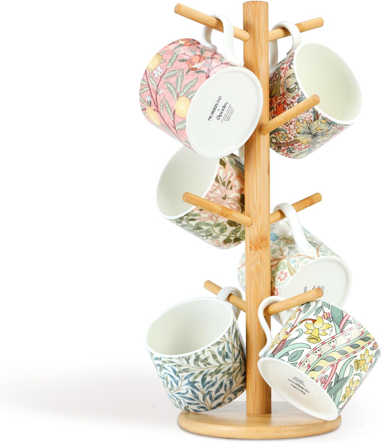 Porta tazas de bambú con 8 ganchos para mesa de café