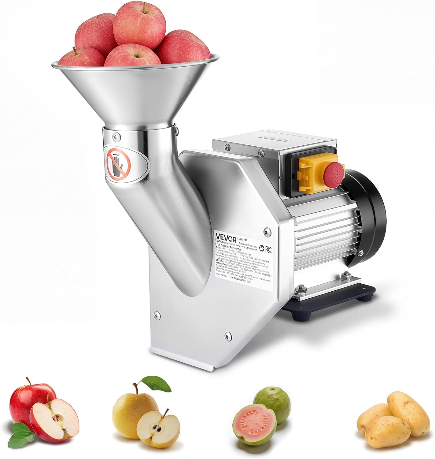 Trituradora eléctrica de frutas 550W acero inox 132lbs/h