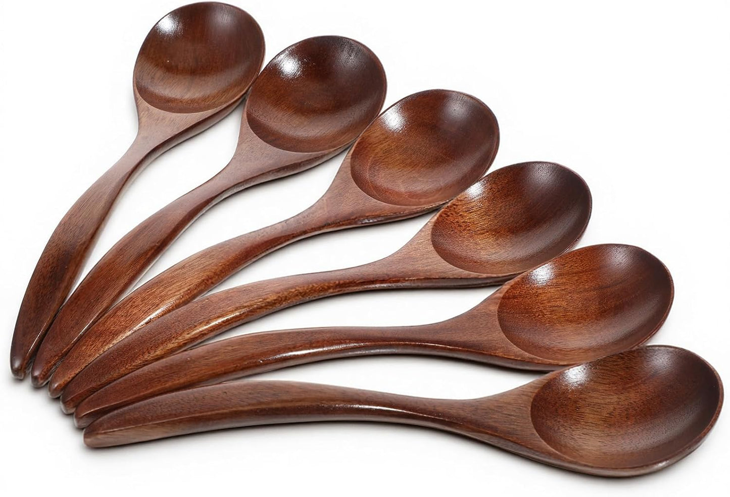 6 Cucharas Madera 6.8pulg para Comer Asiáticas