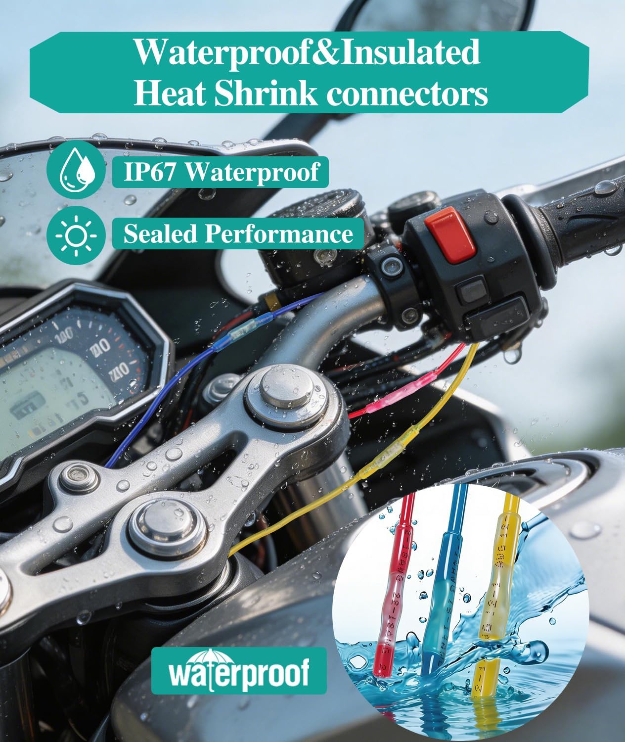 300 Conectores Termorretráctiles Impermeables 22-10 AWG
