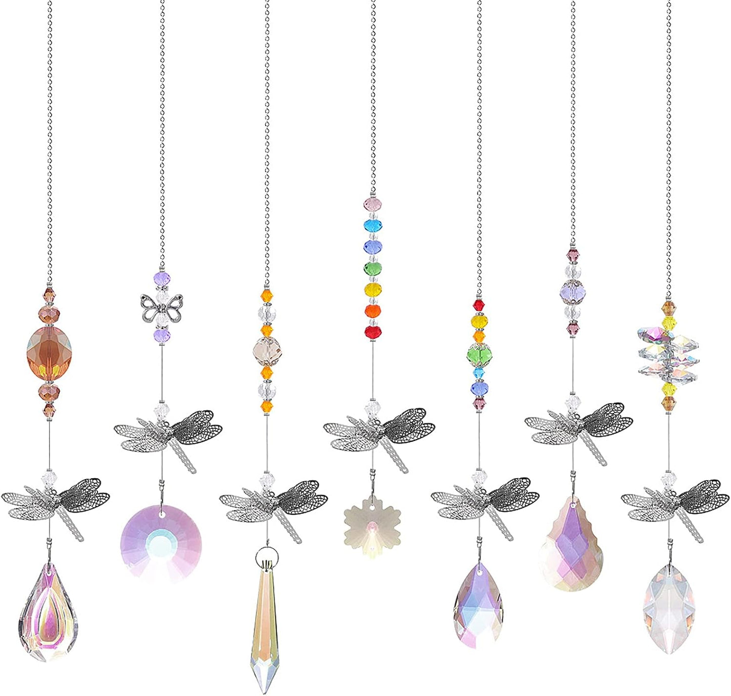 7 Atrapasoles Cristal Libélula Colgante Decoración