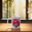 Taza de cerámica rosa y roja forma peonía manía