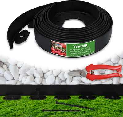 Kit bordes césped 20ft con estacas para jardín y patio negro