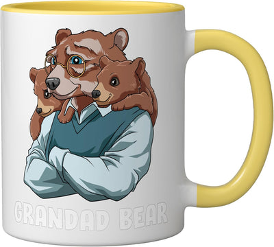 Taza cerámica abuelo y nieto oso amarillo/blanco