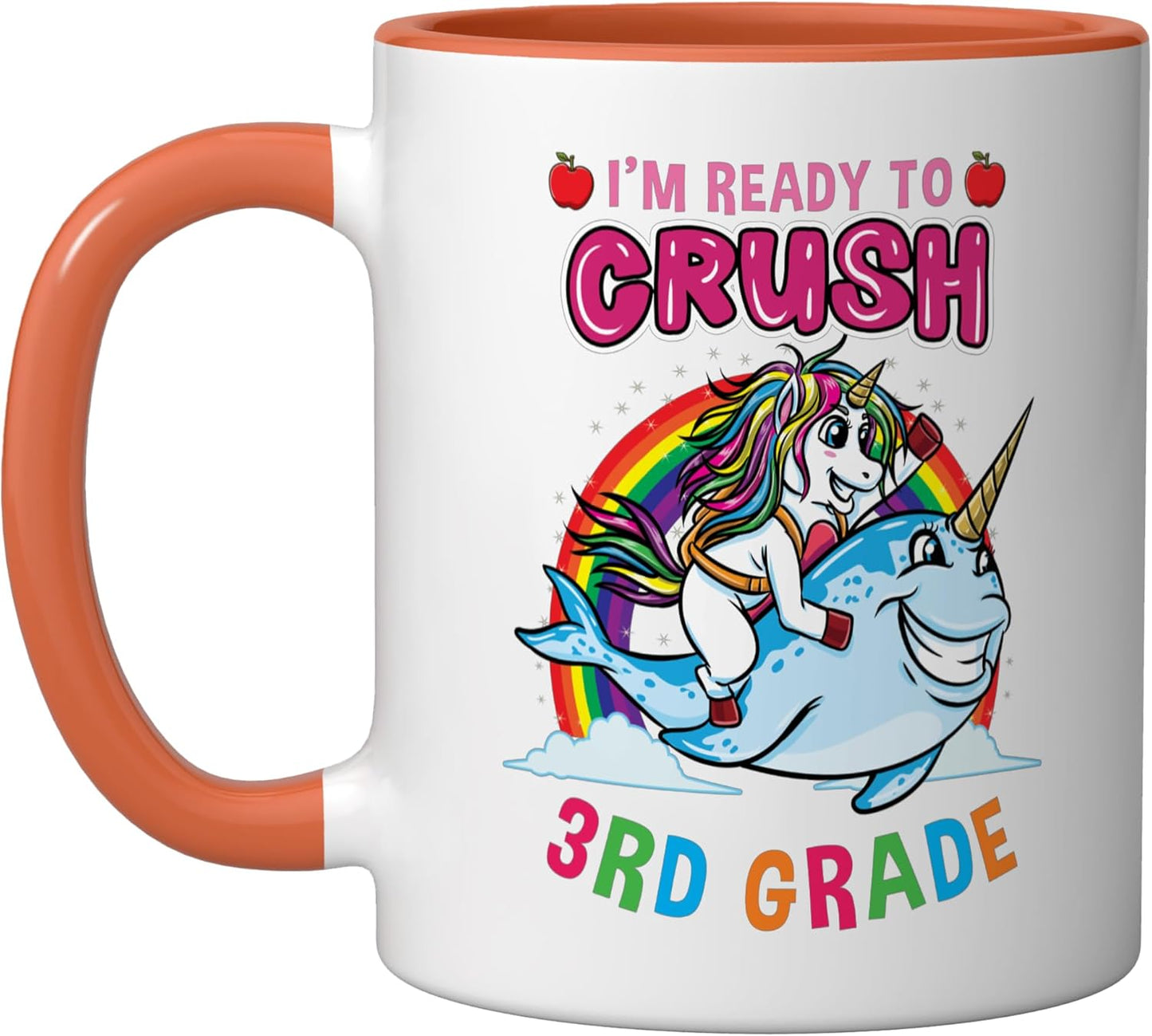 Taza Cerámica Unicornio Niña 3er Grado Naranja/Blanco