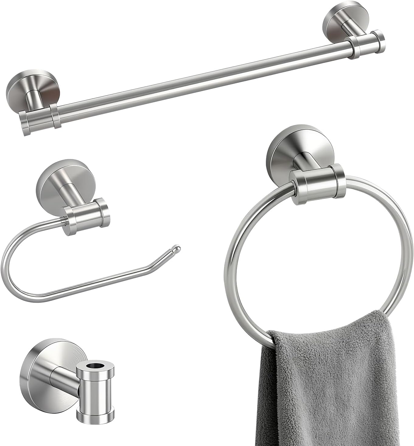 Set 4 Pzas Accesorios Baño Acero Inox Níquel