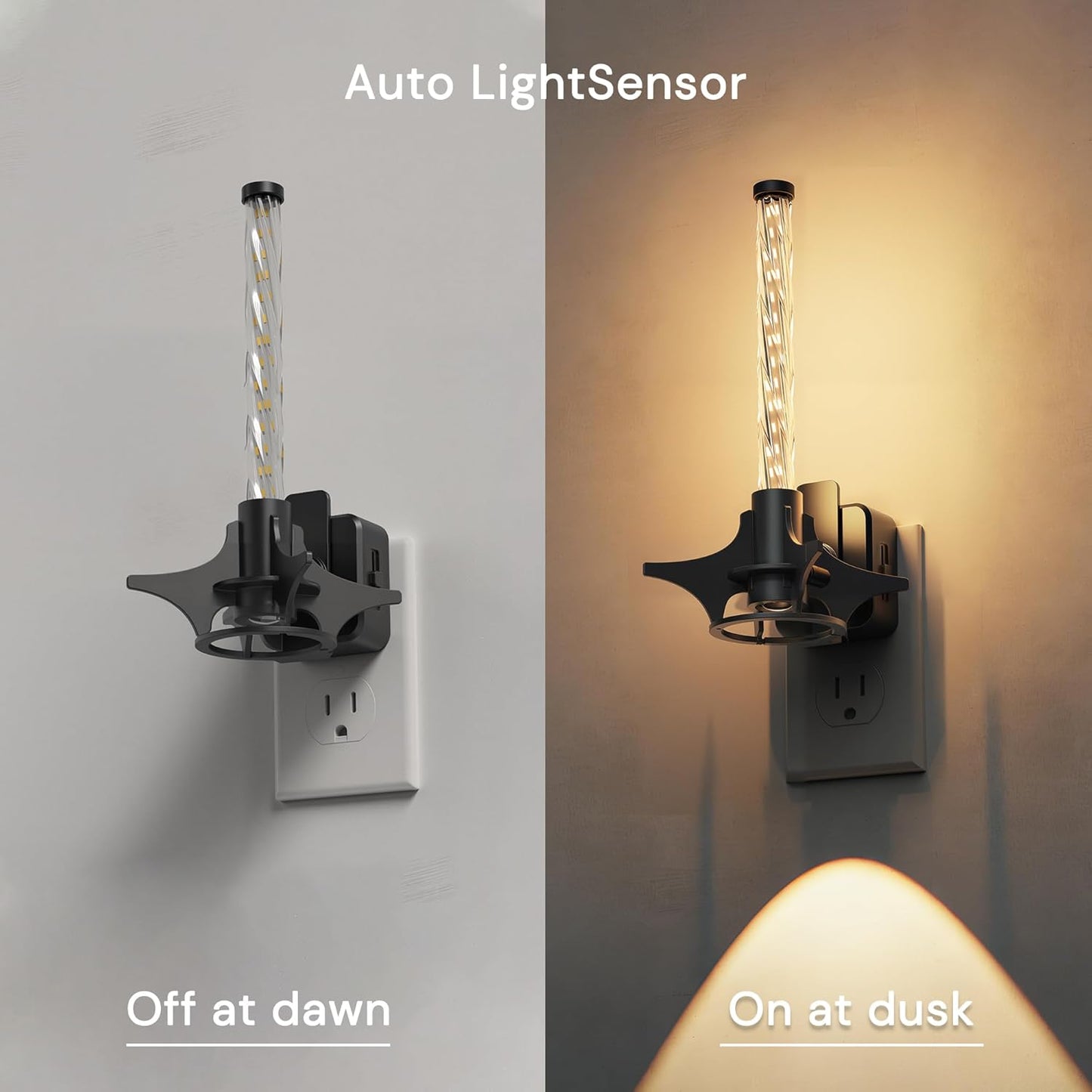 Luz Nocturna Enchufable Sensor Atardecer Amanecer Brillo Ajustable