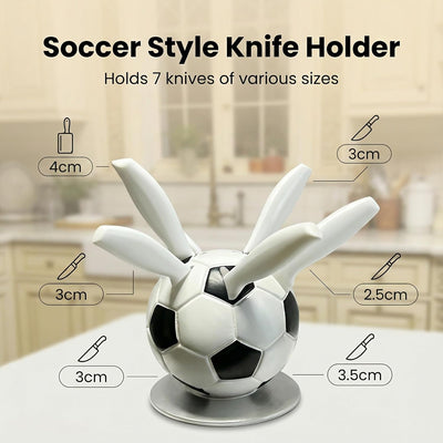 Soporte para cuchillos de pelota de fútbol cocina 7 ranuras organizador encimera