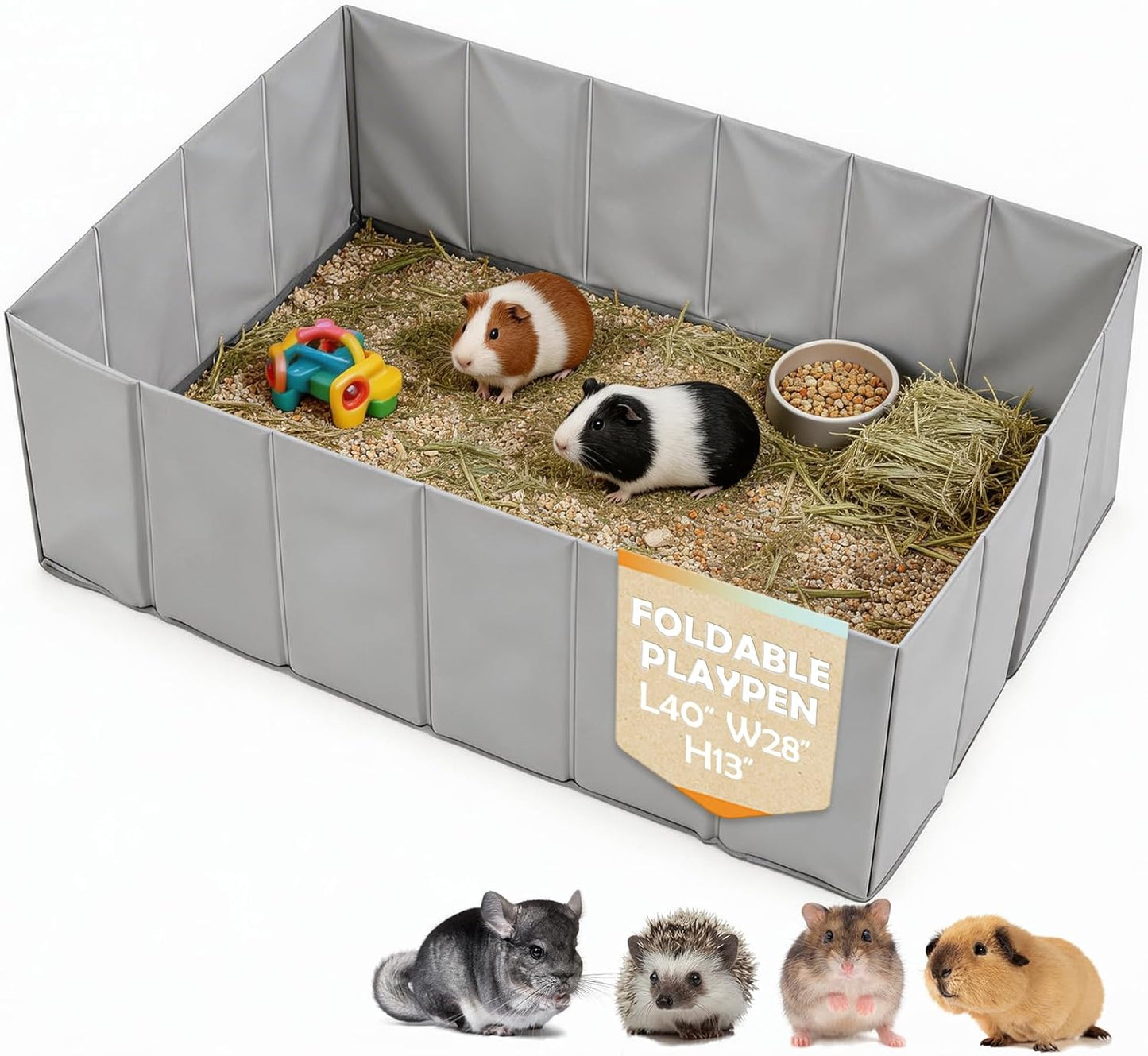 Corralito animales pequeños plegable 40x28pulg resistente agua gris