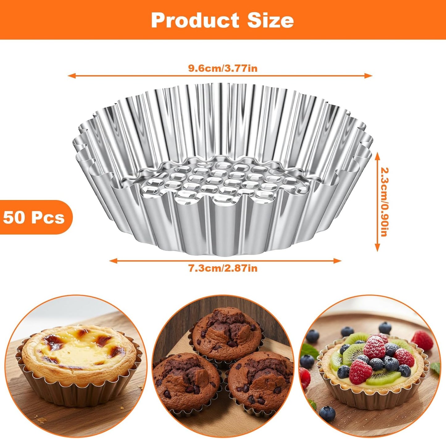 Molde para ensaimada y tartas de 3.8 pulgadas acero inoxidable reutilizable