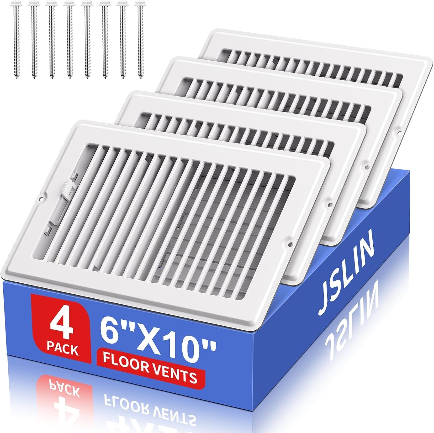 Registro suelo techo 6x10pulg ventilación aire acero blanco