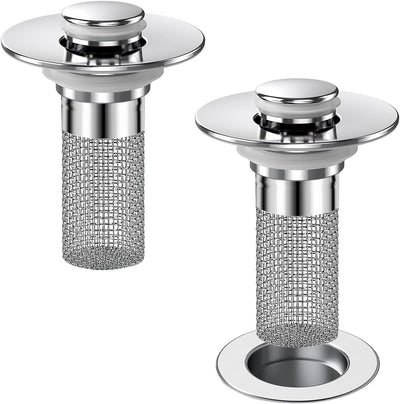Colador drenaje baño tapón fregadero cesta acero inox 2uds