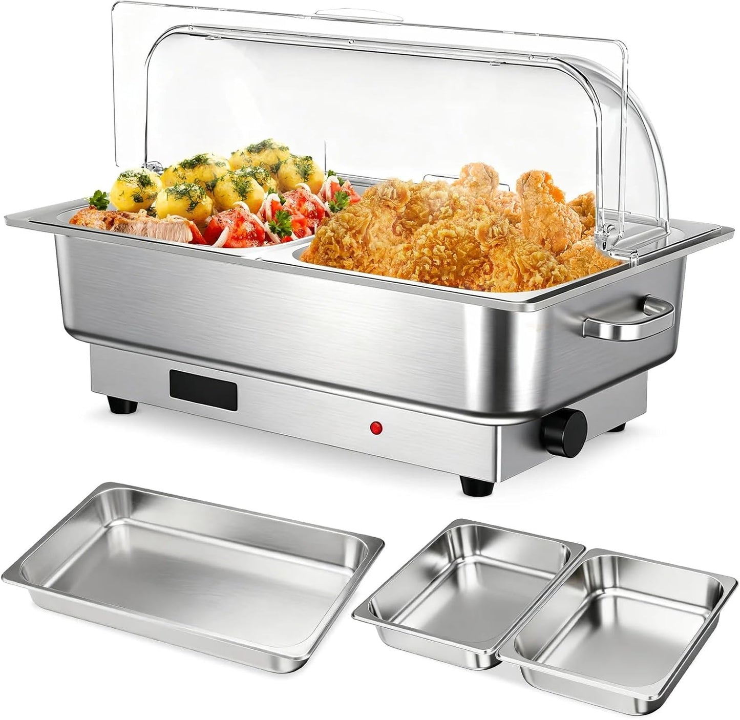 Juego Bufé 9qt Calentador Alimentos Tapa Policarbonato