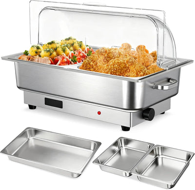 Juego Bufé 9qt Calentador Alimentos Tapa Policarbonato