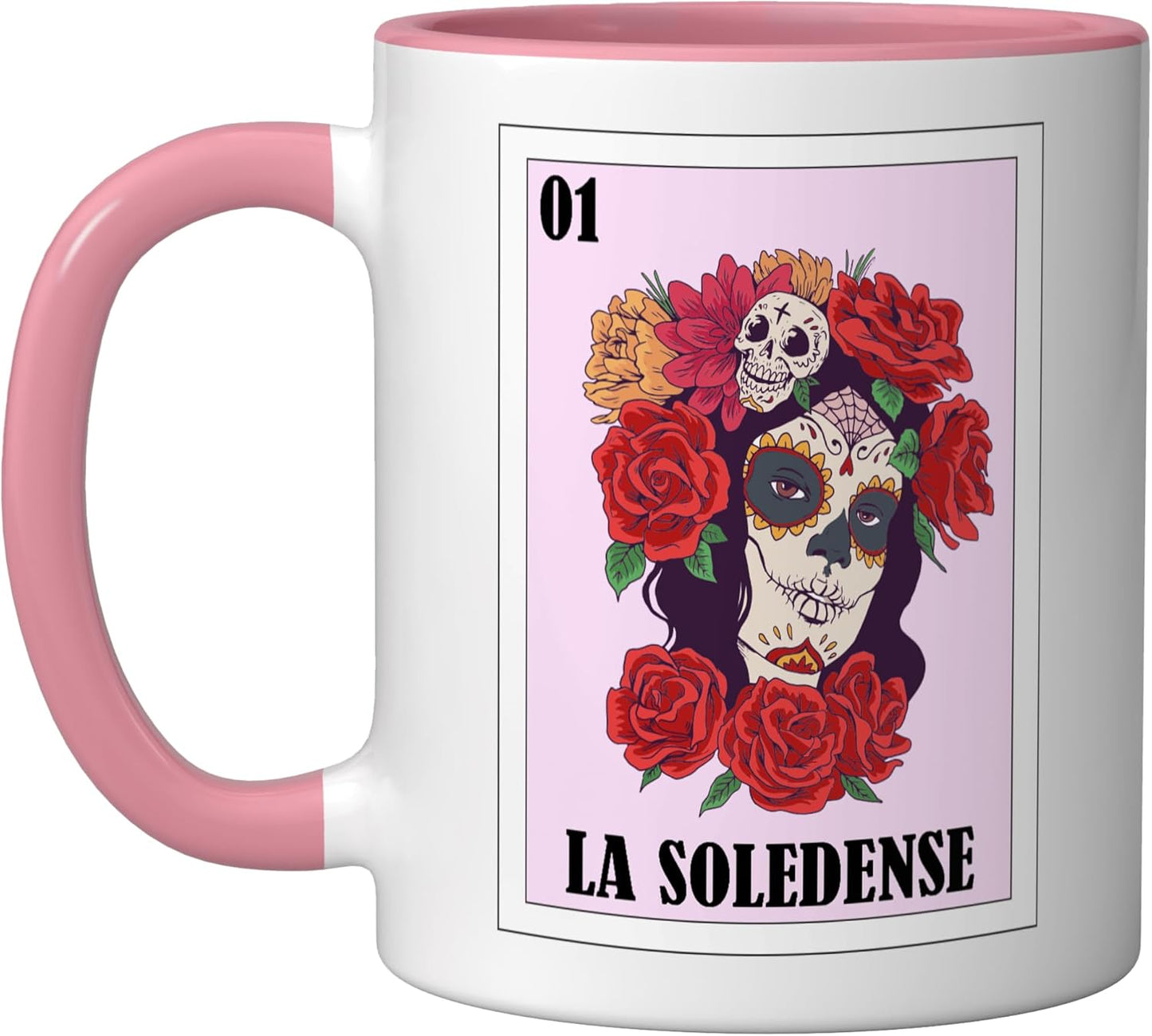 Taza cerámica Funny Soledad de Graciano Sánchez México Rosa/Blanca