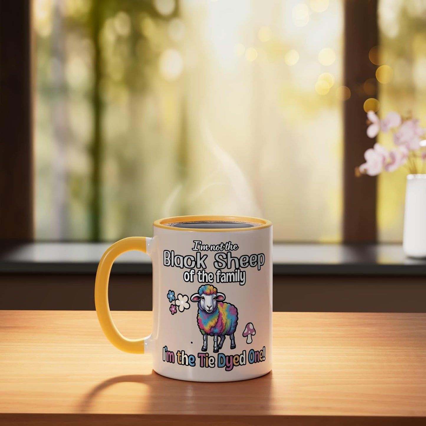 Taza Cerámica Dibujos Tie Dye Amarillo/Blanco