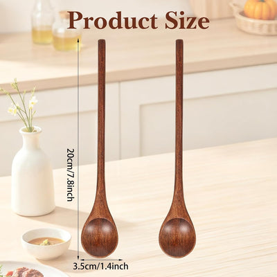 2 Cucharas Largas Madera Mango para Cocina Té Café
