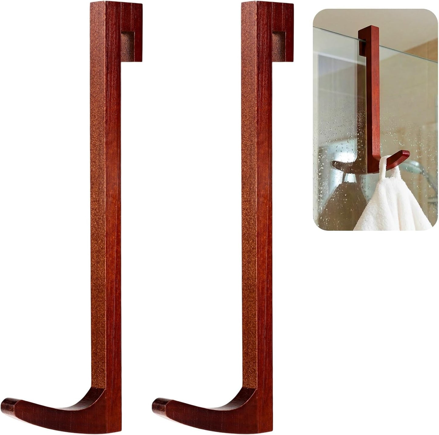 2 Pzas Ganchos Madera Puerta Ducha Vidrio 10pulg