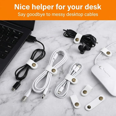20 Organizadores Cables Cuero Blanco Correa Portatil
