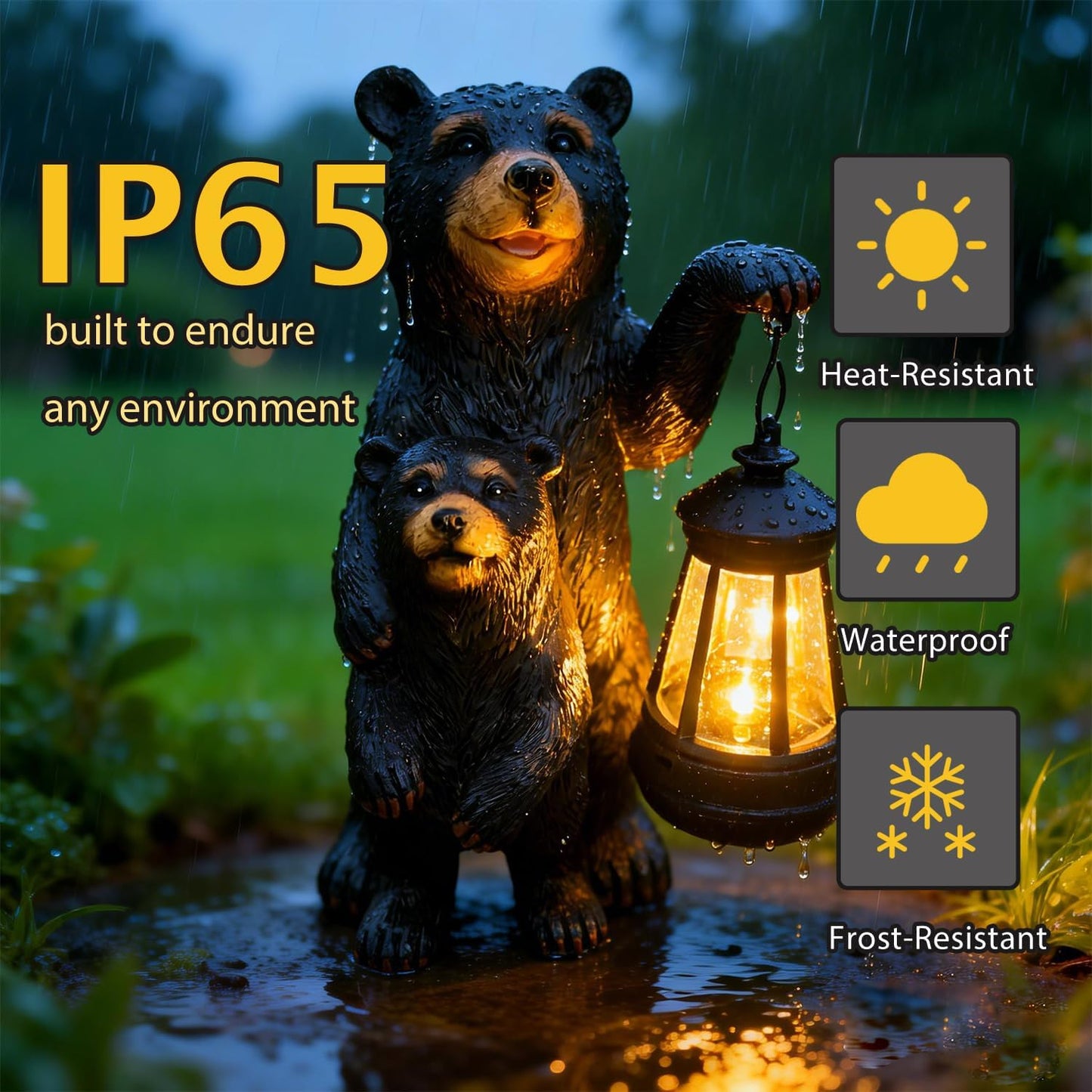 Estatuas solares de oso para jardín y patio decorativo