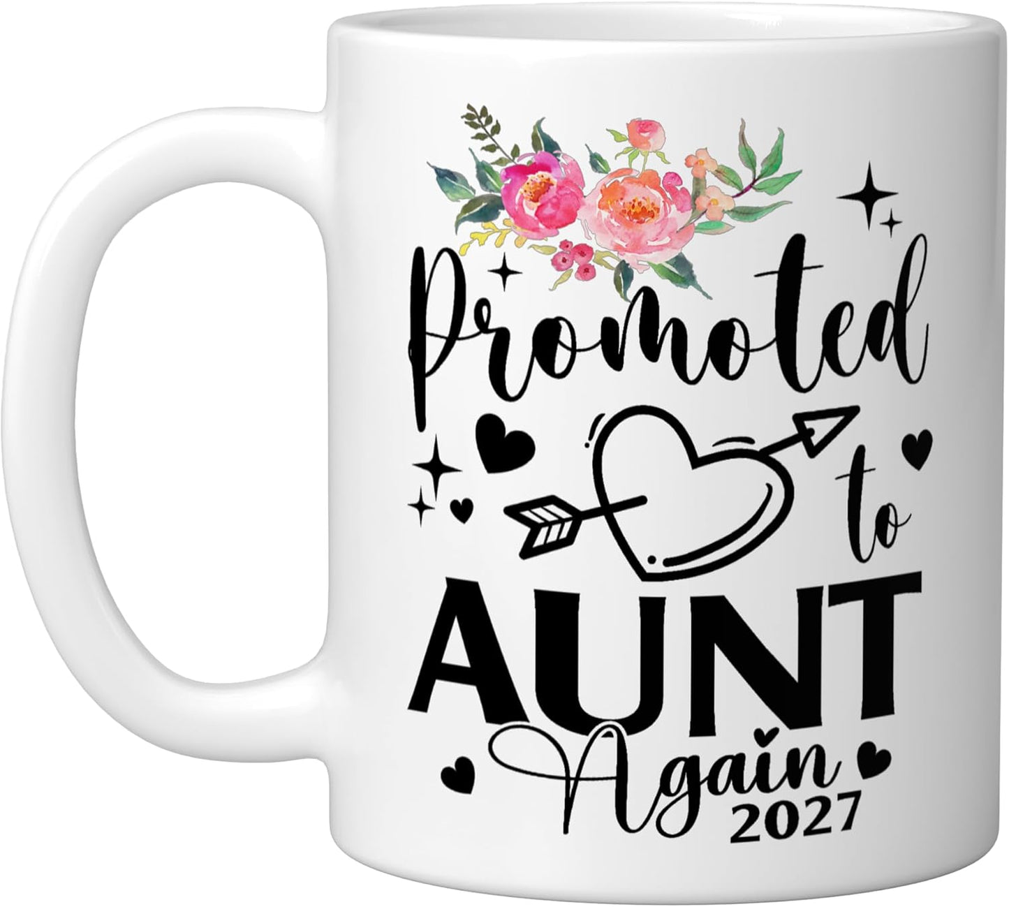 Taza de cerámica con flores corazón blanca 2027
