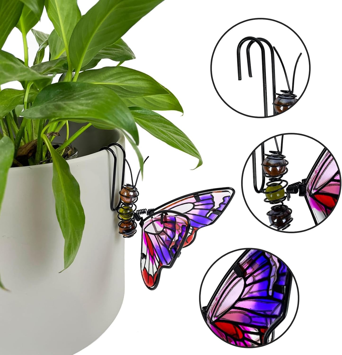 3 Mariposas Colgantes Hierro Vidrio Decoración Jardín